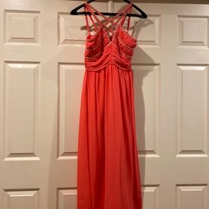 Coral evening gown